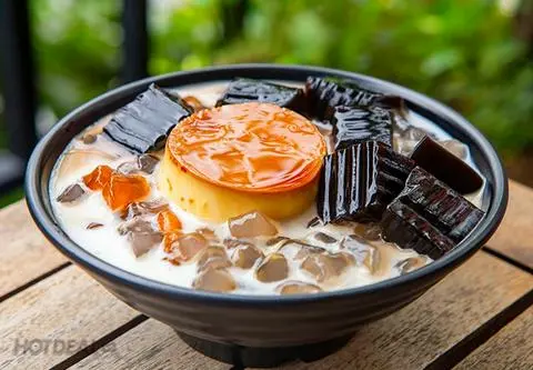 Hình ảnh Chè bánh flan sương sáo 