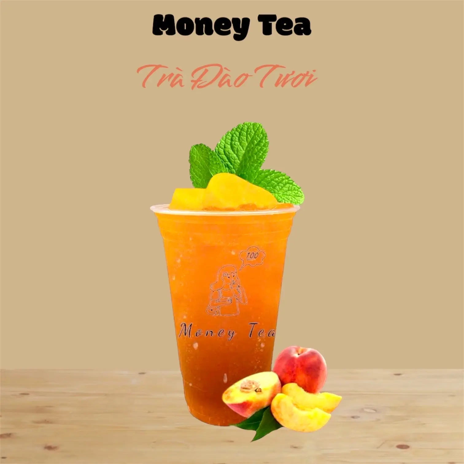 Hình ảnh Trà đào miếng đào - Ly 700ml