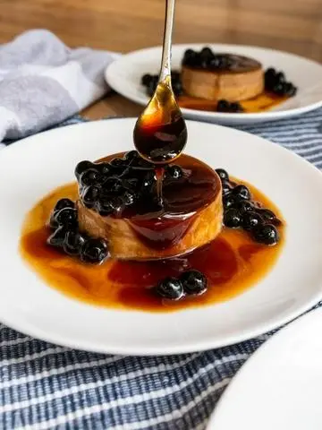 Hình ảnh bánh flan cà phê trân châu đen 