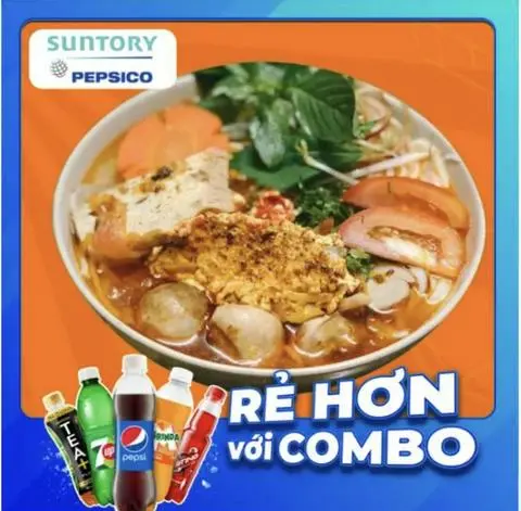 Hình ảnh bún riêu + chai pepsi