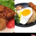 Hình ảnh Cơm chiên xúc xích ốp la + Cơm chiên gà quay giòn