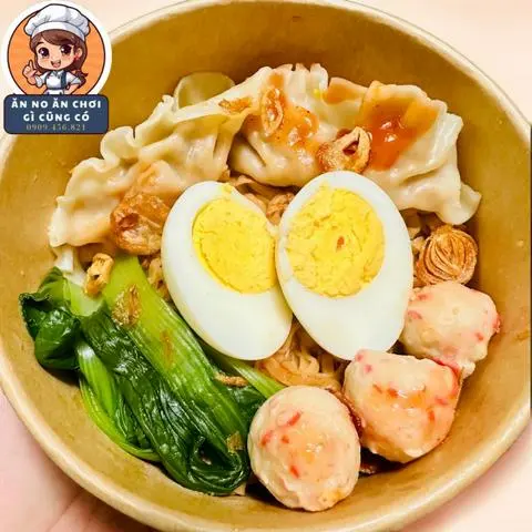 Hình ảnh Mì Trộn Sủi Cảo + Trứng Lòng Đào + Cá Viên Tôm Hùm (3v)