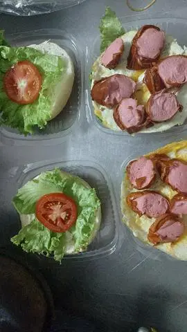 Hình ảnh hamburger trứng và xúc Xích xông khói 