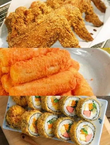Hình ảnh Gà rán+bánh gạo+Kim bắp 