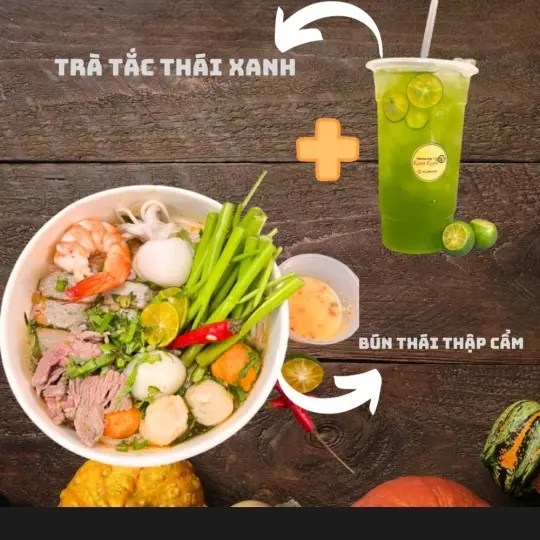 Hình ảnh combo 1bun thái FULL TOPIN+1tra thái đỏ