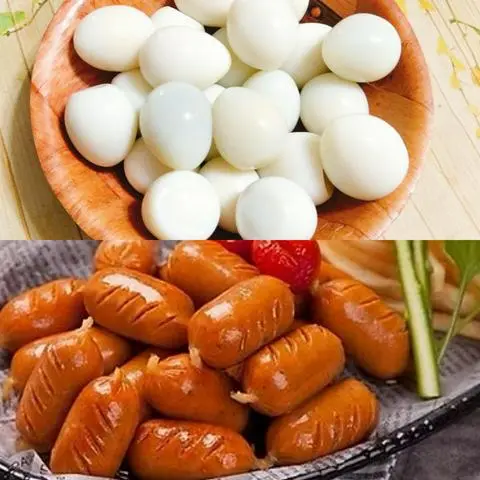 Hình ảnh Xúc xích cocktail - trứng cút chiên