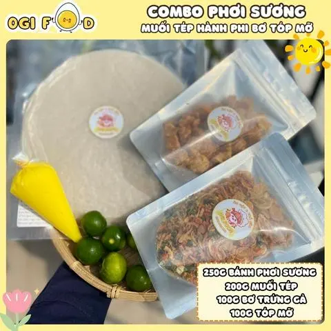 Hình ảnh  Combo Bánh Tráng Phơi Sương Muối Hành Tóp Mỡ Kèm Bơ Trứng Béo Ngậy