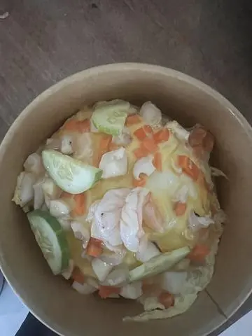 Hình ảnh cơm hải phủ trứng+ canh rong biển