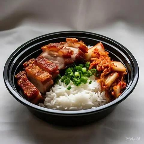Hình ảnh Cơm thịt heo ba chỉ chiên
