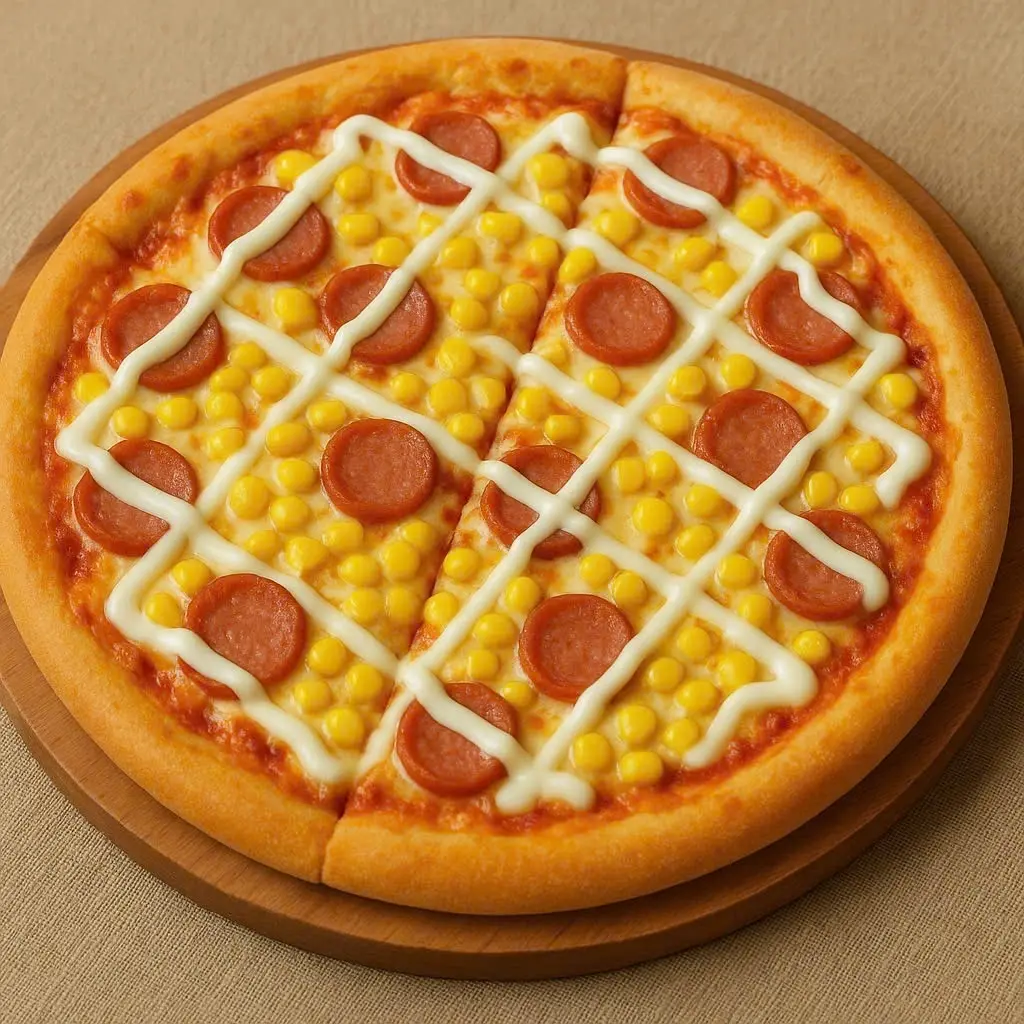 Hình ảnh pizza xúc xích bắp.
