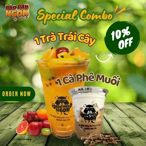 Hình ảnh COMBO 1 Trà Trái Cây Tươi + 1 Cà Phê Muối Huế size Nhỏ 330ml