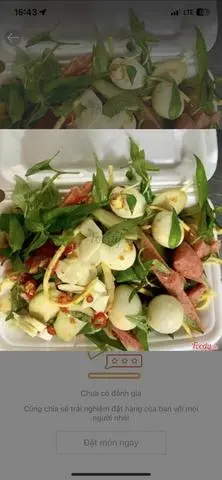 Hình ảnh Nem chua trộn xoài côc trứng cút
