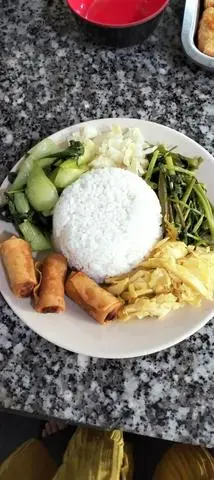 Hình ảnh cơm thập cẩm chả giò chay 