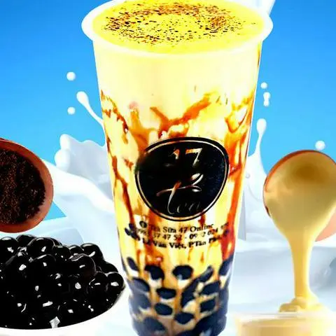 Hình ảnh Sữa tươi trân châu đường đen kem trứng nướng