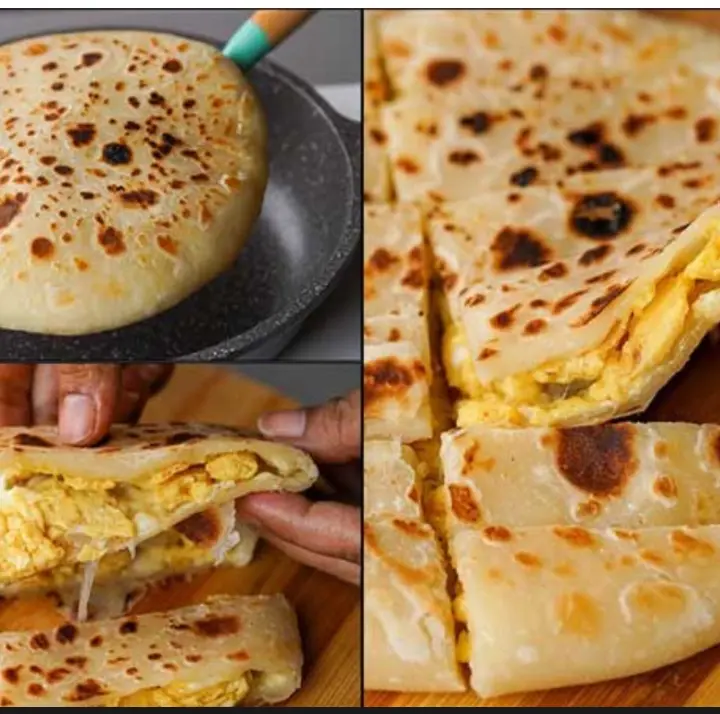 Hình ảnh egg with cheese paratha + garlic sauce