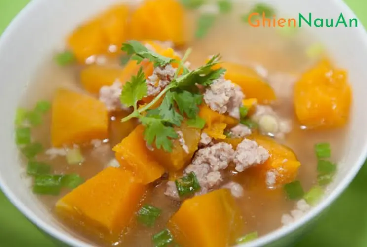 Hình ảnh Canh bí đỏ thịt bằm