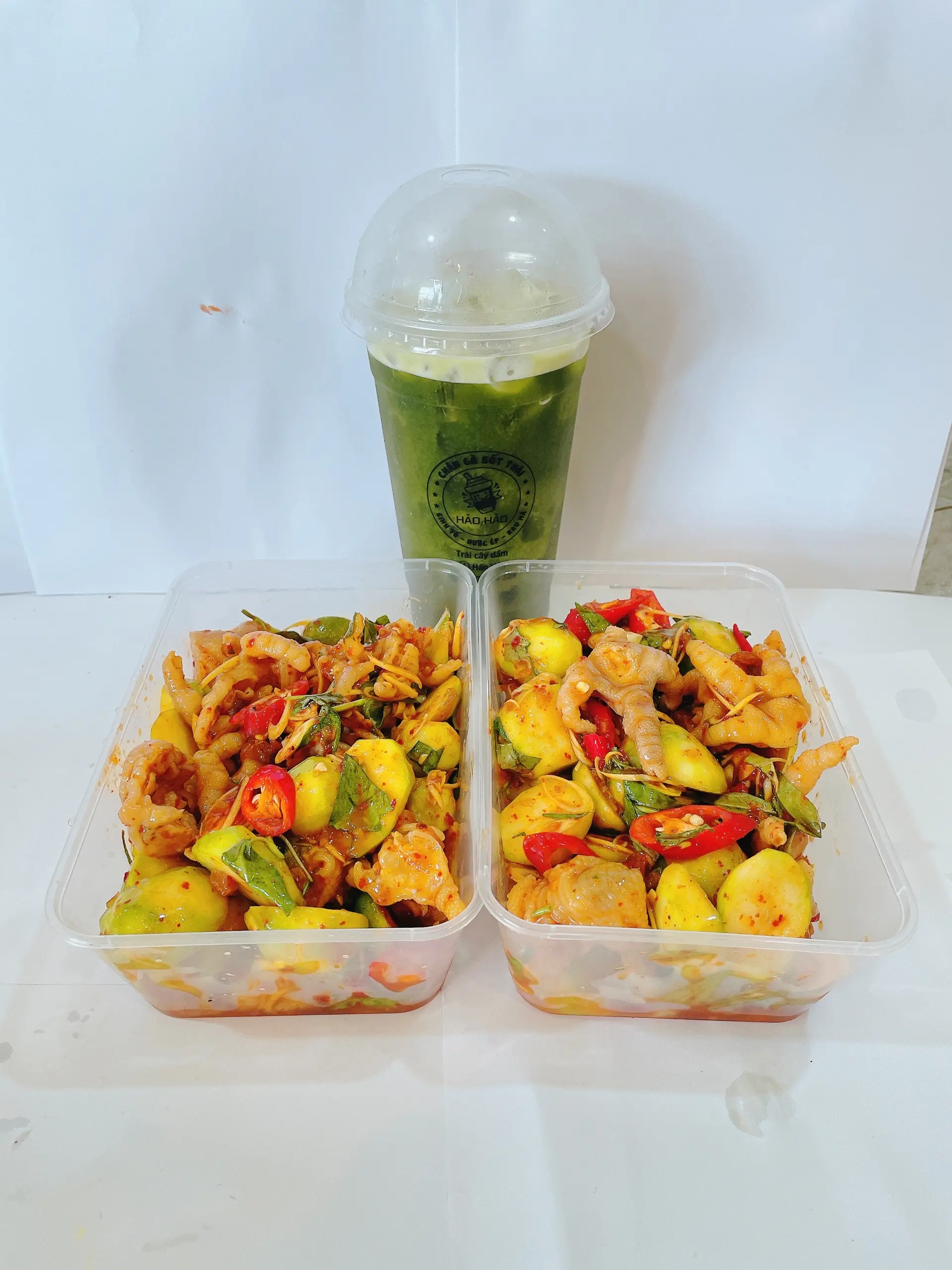 Hình ảnh 2 hộp rút xương + 1 ly rau má đậu xanh