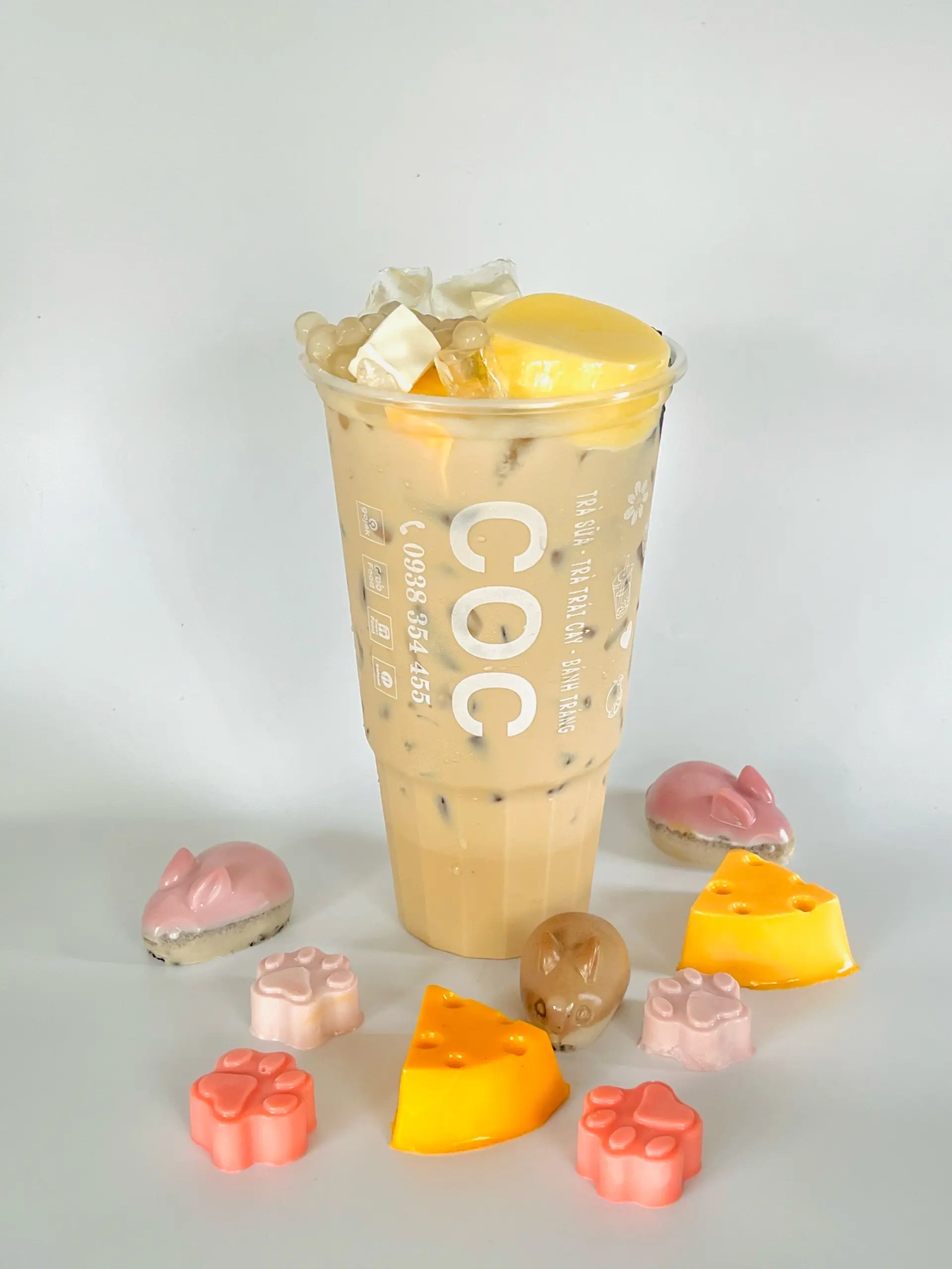 Hình ảnh trà sữa full topping khủng long ly 1300ml 