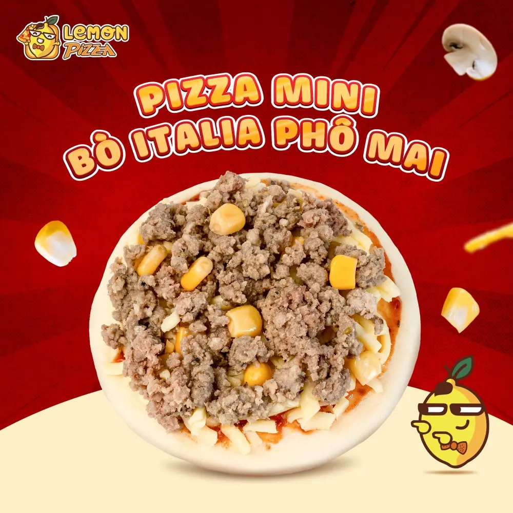 Hình ảnh Pizza Bò Itali, Phô Mai 10cm Mini (Kèm Sốt Tương)