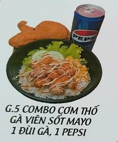 Hình ảnh G.5 COMBO CƠM THỐ GÀ VIÊN SỐT MAYO 1 ĐÙI GÀ,1 PEPSI