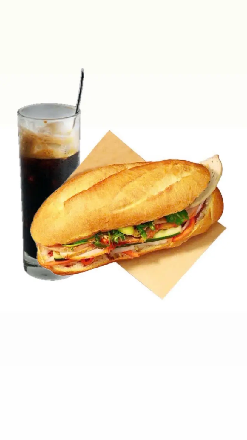 Hình ảnh Combo Bánh Mì Thịt Chả +Caphe đen đá 