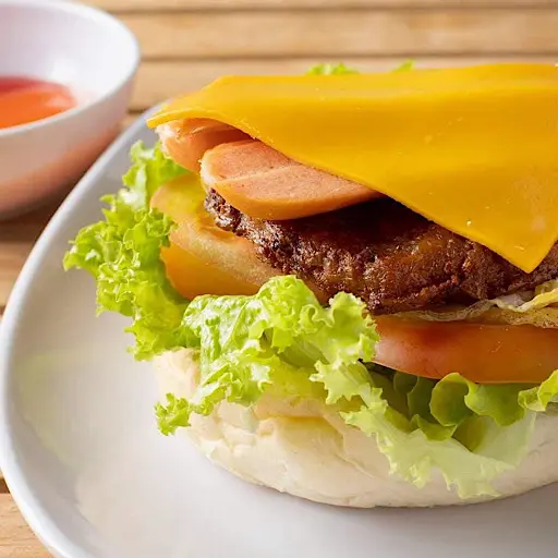 Hình ảnh Hamburger Bò Phô Mai - Xúc Xích