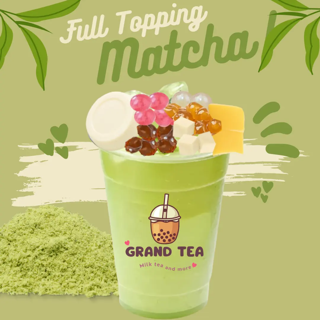 Hình ảnh Trà Sữa Matcha Full Topping/Matcha Milk Tea with Full Topping