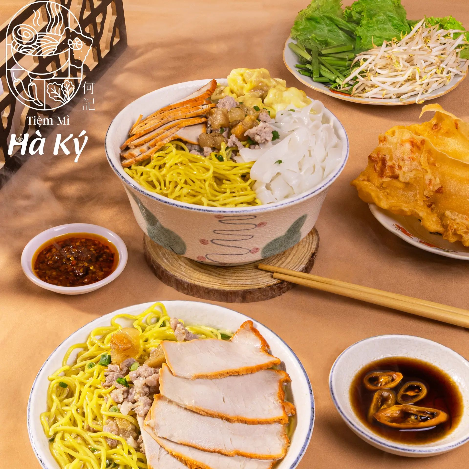 Hình ảnh [Combo No Nê] Mì 2 Vắt Xá Xíu Thịt Bằm và Hủ Tiếu Mì Hoành Thánh Xá Xíu Thịt Bằm