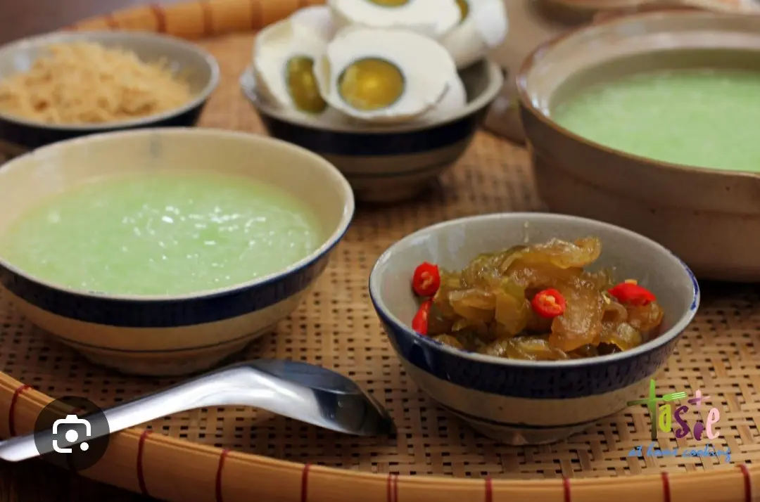 Hình ảnh cháo trắng+hột vịt muối 