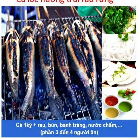 Hình ảnh Cá lóc nướng trui rau rừng