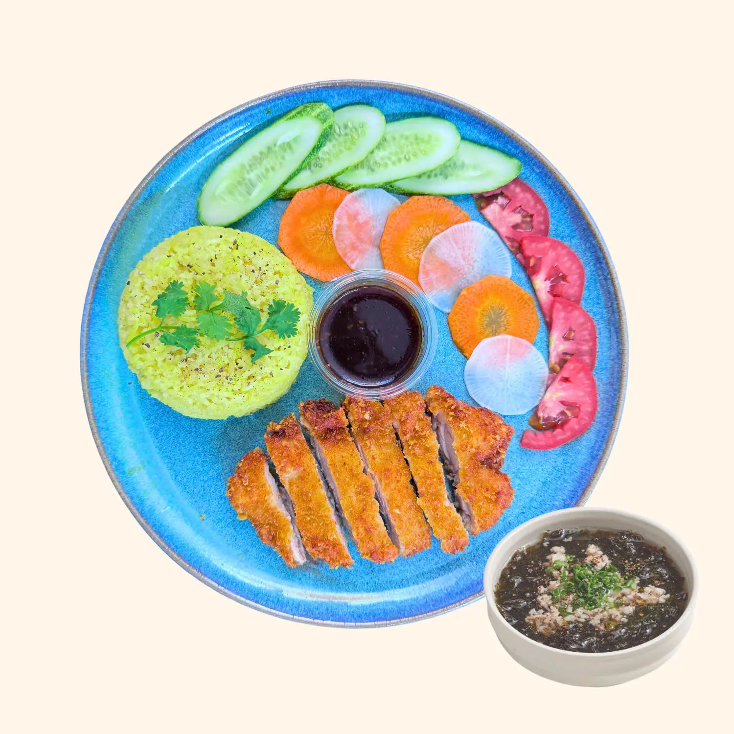 Hình ảnh 1 Cơm Gà File Chiên Xù (được chọn sốt) + 1 Canh rong biển