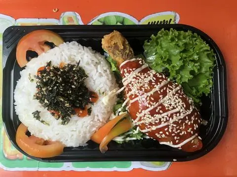 Hình ảnh cơm đùi gà sốt Hàn quốc 