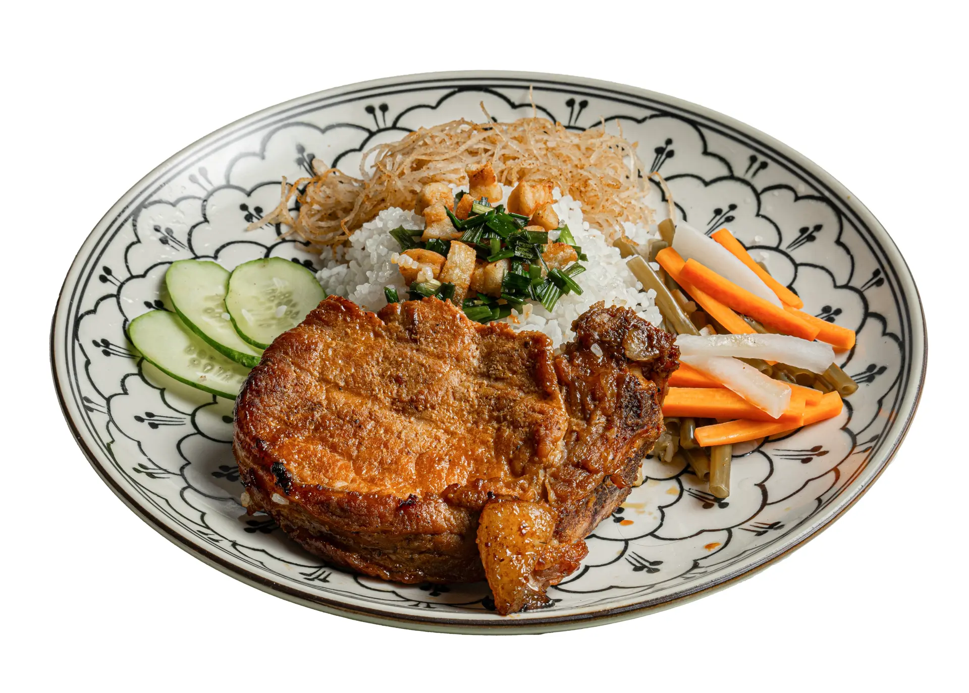 Hình ảnh Cơm sườn cốt lết nướng than hoa (kèm soup)