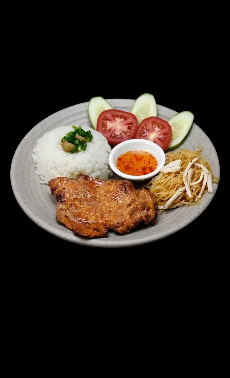 Hình ảnh cơm tấm sườn bì + trà tắc