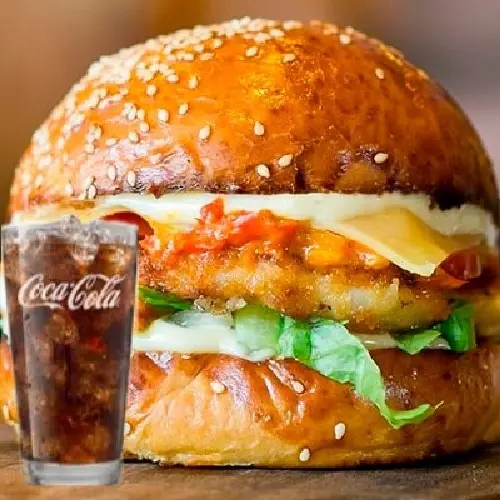 Hình ảnh Combo Hamburger gà phô mai + coca 500ml