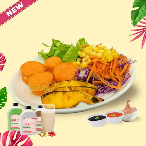 Hình ảnh Khoai lang hấp cá fillet đút lò + 250ml sữa hạt