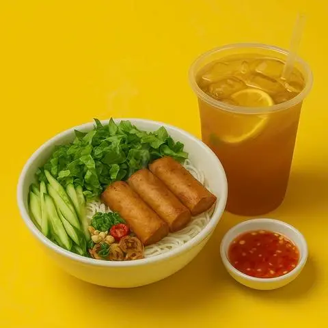 Hình ảnh Combo bún chả giò kèm trà tắc
