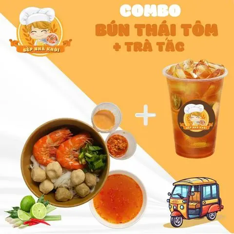 Hình ảnh Combo bún thái tôm + trà tắc