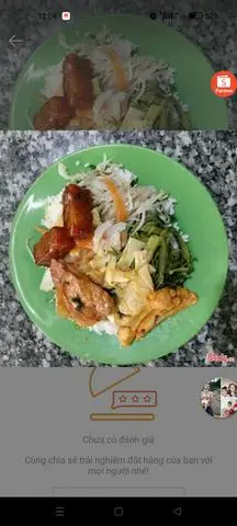 Hình ảnh cơm rau chả kho+heo quay
