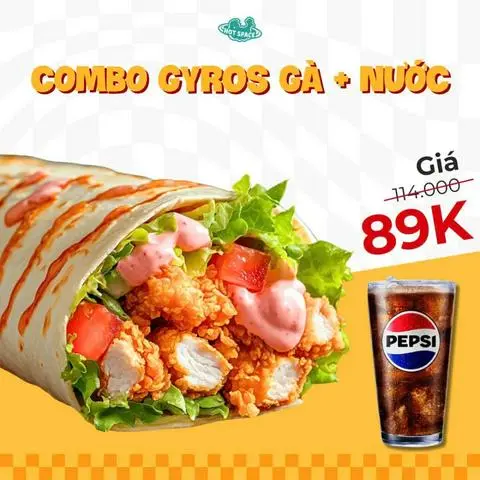Hình ảnh Combo S3: Gyros Gà + Nước