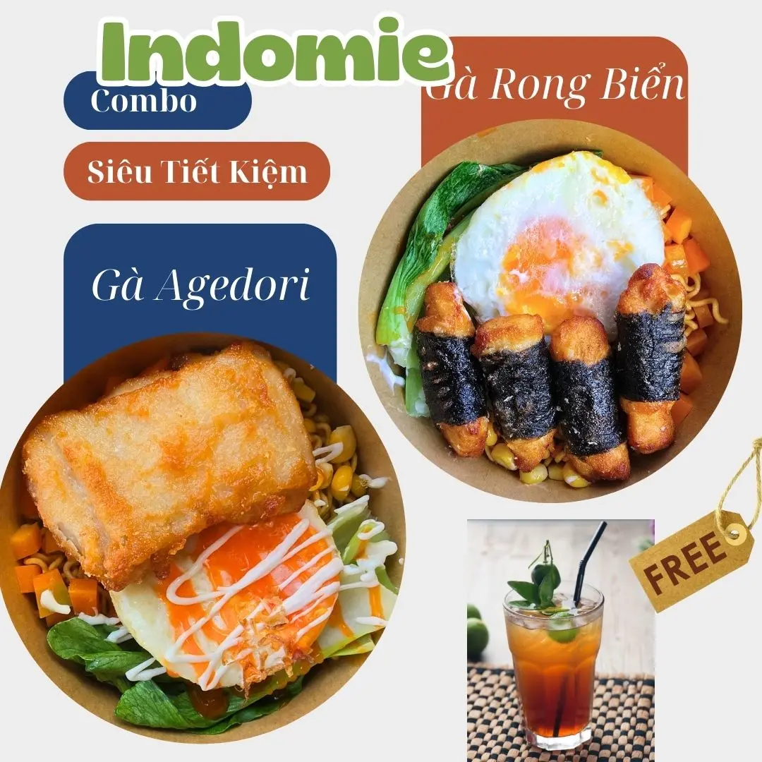 Hình ảnh Combo Indomie Gà Agedori + Indomie Gà Cuộn Rong Biển (Tặng Nước 0Đ)