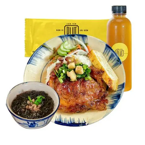 Hình ảnh Combo Cơm sườn 2 món + Canh + Khăn + Nước tùy chọn