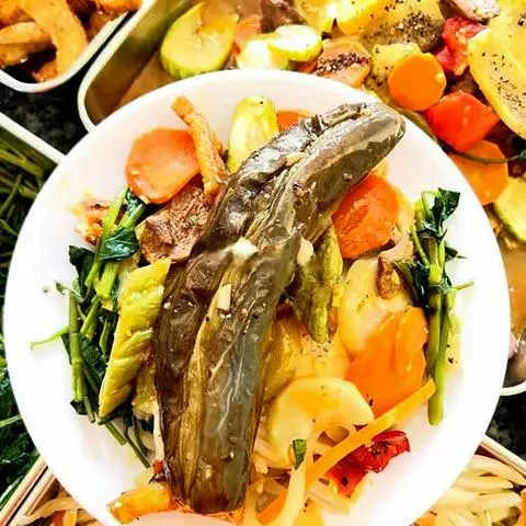 Hình ảnh Cơm chay cà tím chiên mắm