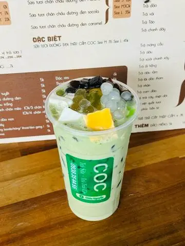 Hình ảnh  trà sữa thái xanh full topping 
