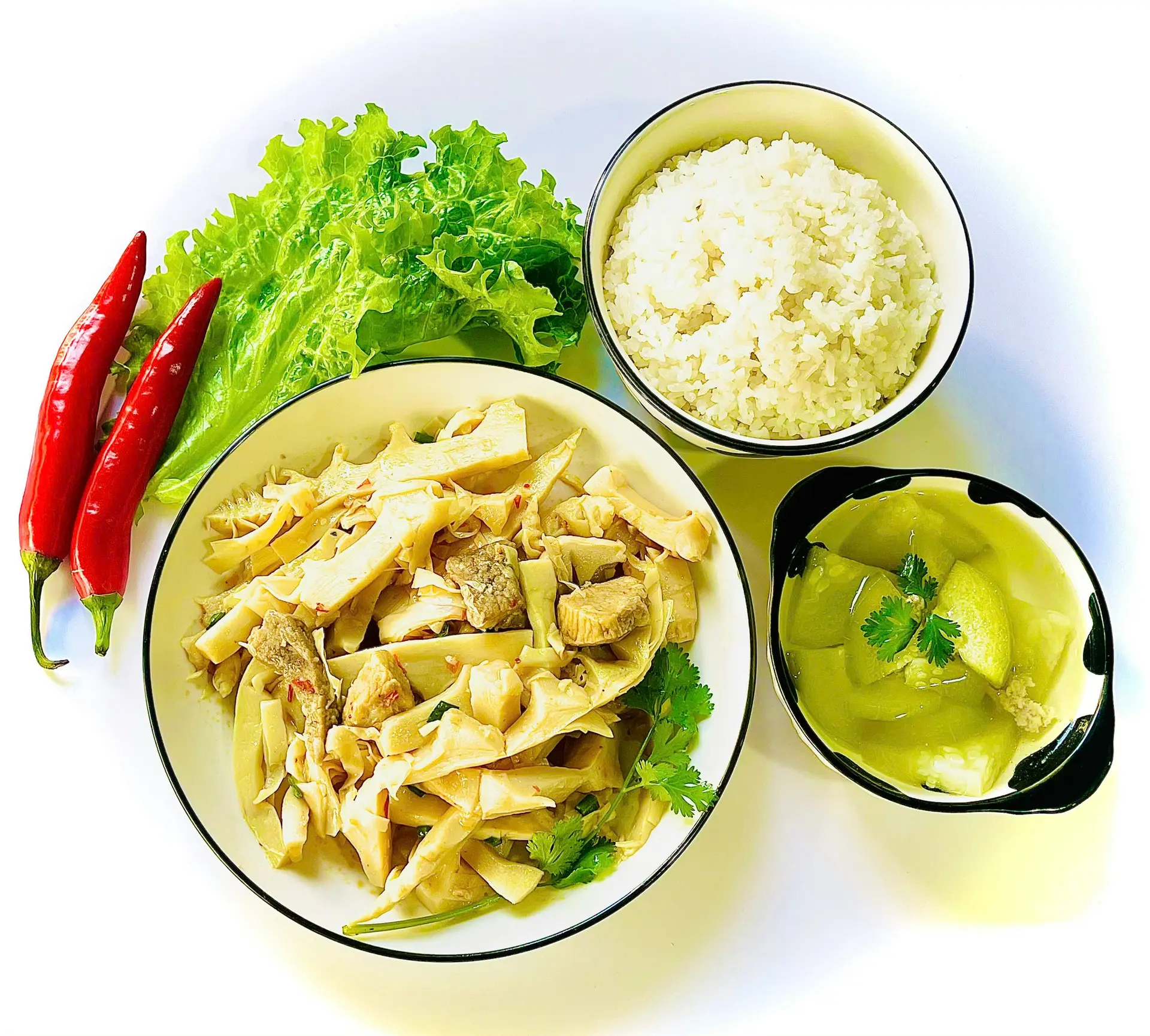 Hình ảnh Cơm - Ba rọi xào măng