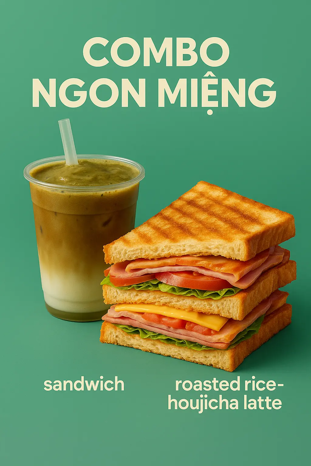 Hình ảnh Combo Trà Rang Nhật – Houjicha Đậm Đà & Sandwich