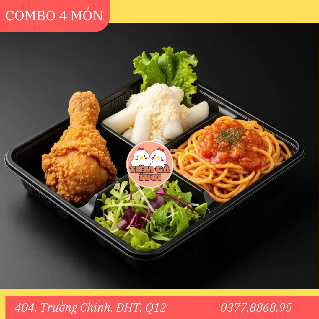 Hình ảnh COMBO ĐÙI GÀ+MỲ Ý+BÁNH GẠO+SALAD