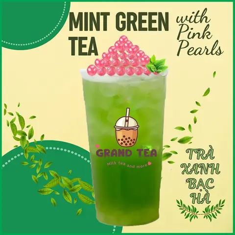 Hình ảnh Trà xanh bạc hà hạt nổ củ năng (Mint Green Tea With Fruit Bubble)