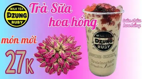 Hình ảnh trà sữa hoa hồng