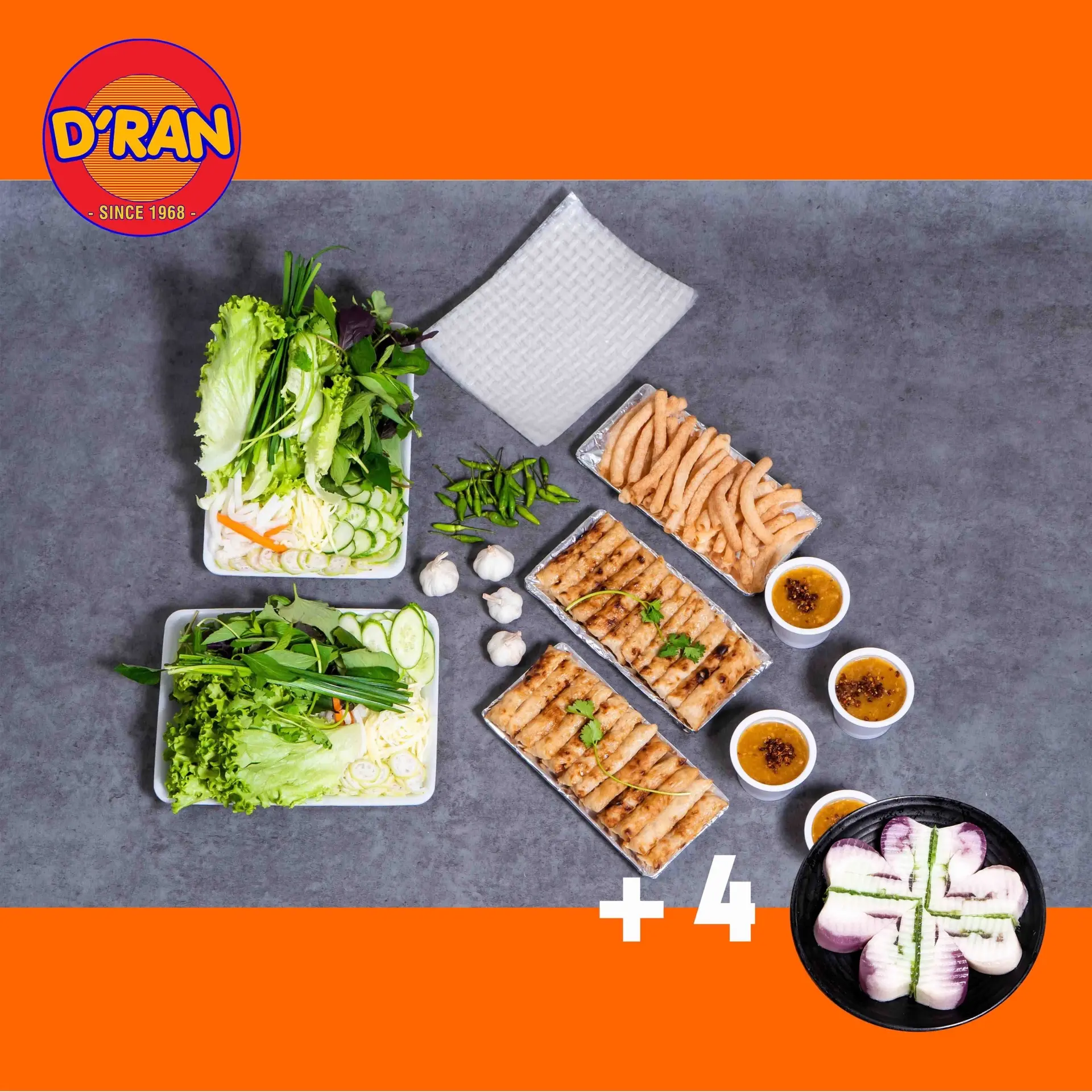 Hình ảnh COMBO 4: Nem nướng D’ran Phần 4 Người + 4 Rau câu hoa tuyết tứ vị
